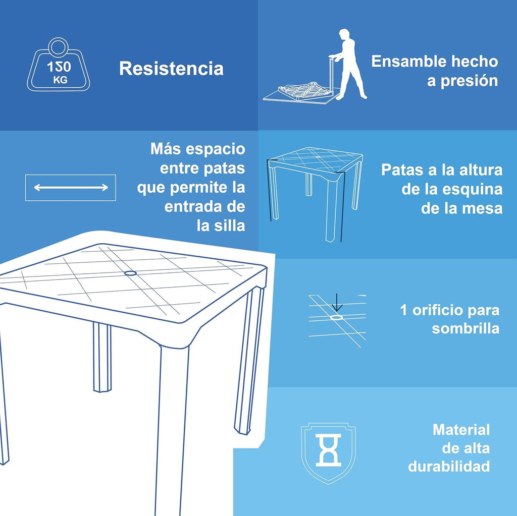 Mesa Desmontable Cuadrada Duna